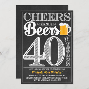 Cheers and Beers to 40 Years Birthday Invitation