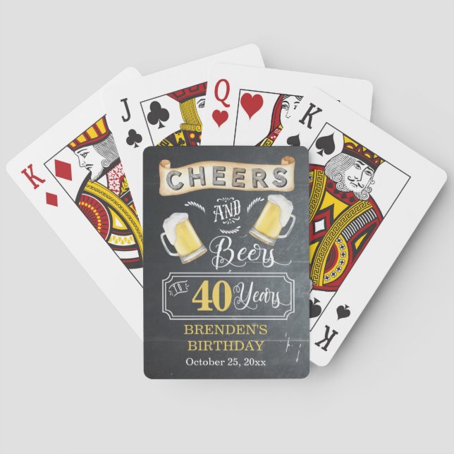 Cheers and Beers to 40 Years Birthday Party Playing Cards (Back)