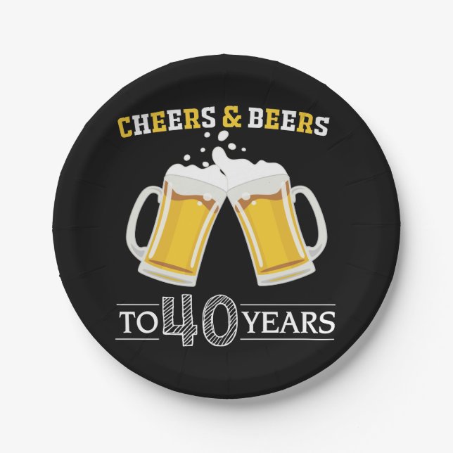 Cheers and Beers to 40 Years Paper Plate (Front)
