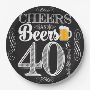 Cheers and Beers to 40 Years Paper Plates 9"