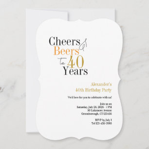 Cheers and beers to 40 years party minimal invitation