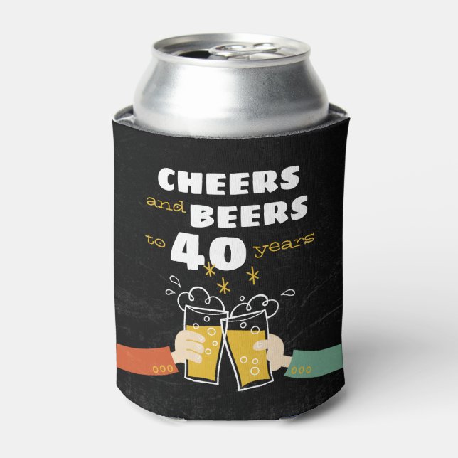 Cheers And Beers To 40 Years Retro Birthday Can Cooler (Can Front)