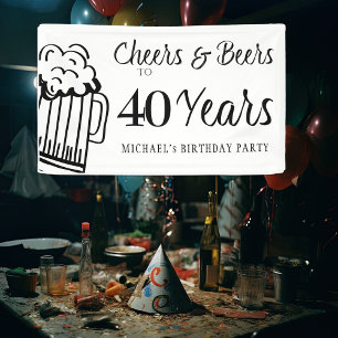 Cheers and beers to 40 years typography birthday banner