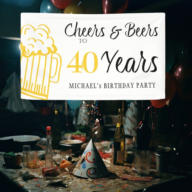 Cheers and beers to 40 years typography birthday banner (Creator Uploaded)