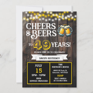 Cheers and Beers to 49 Years Backyard BBQ Birthday Invitation