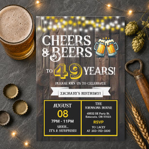 Cheers and Beers to 49 Years Surprise Backyard Invitation