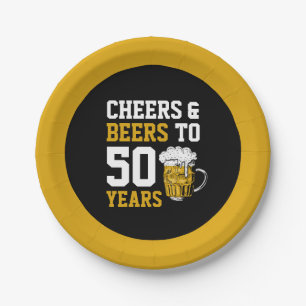 Cheers and beers to 50 Years 50th birthday Paper Plate
