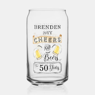 Cheers and Beers to 50 Years Birthday Can Glass
