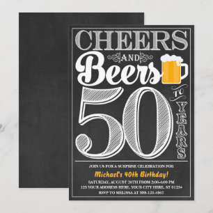 Cheers and Beers to 50 Years Birthday Invitation