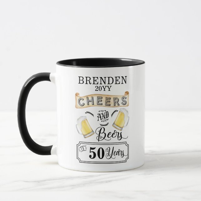 Cheers and Beers to 50 Years Birthday Mug (Left)