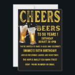 Cheers and Beers to 50 Years  Funny  Birthday Invitation<br><div class="desc">Celebrate the big 5-0 in style with this fun and festive "Cheers and Beers to 50 Years" birthday invitation! Designed for beer lovers and party enthusiasts, this editable invitation is the perfect way to gather friends and family for an unforgettable celebration. With a bold vintage design, overflowing beer glasses, and...</div>