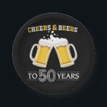 Cheers and Beers to 50 Years Paper Plate<br><div class="desc">Cheers and Beers to 50 Years Paper Plate</div>