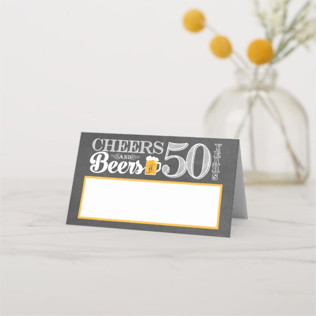 Cheers and Beers to 50 Years Place Card (Front)