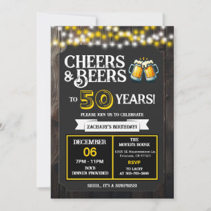 Cheers and Beers to 50 Years Surprise Backyard Invitation