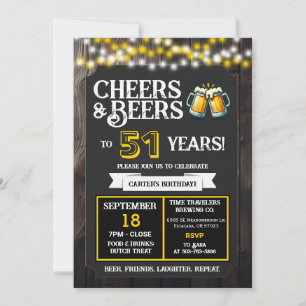 Cheers and Beers to 51 Years Brewery Birthday Invitation