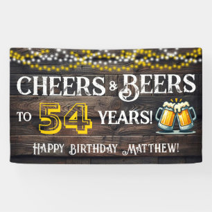 Cheers and Beers to 54 Years Birthday Party Banner