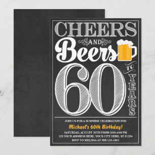 Cheers and Beers to 60 Years Birthday Invitation