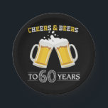 Cheers and Beers to 60 Years Paper Plate<br><div class="desc">Cheers and Beers to 60 Years Paper Plate</div>