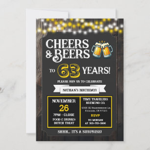 Cheers and Beers to 63 Years Surprise Brewery Invitation