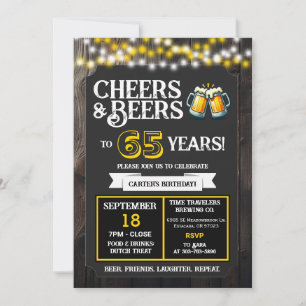 Cheers and Beers to 65 Years Brewery Birthday Invitation