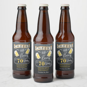 Cheers and Beers to 70 Years Birthday Party Beer Bottle Label