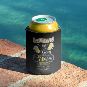 Cheers and Beers to 70 Years Birthday Party Can Cooler