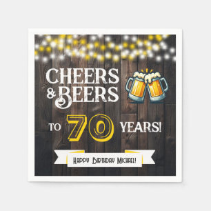 Cheers and Beers to 70 Years Rustic Birthday Party Napkin