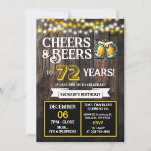 Cheers and Beers to 72 Years Surprise Brewery Invitation