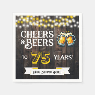 Cheers and Beers to 75 Years Rustic Birthday Party Napkin