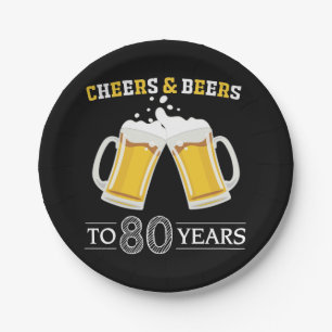 Cheers and Beers to 80 Years Paper Plate