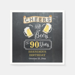 Cheers and Beers to 90 Years Birthday Party  Napkin