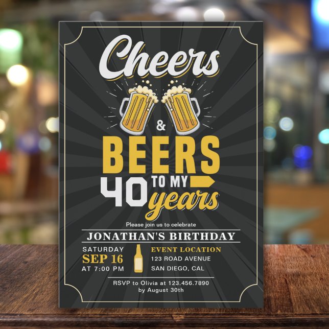 Cheers and Beers to my 40 Years Fun Birthday Invitation (Creator Uploaded)