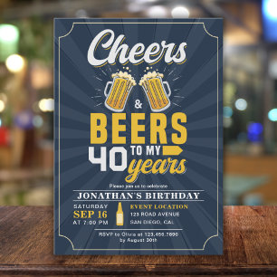 Cheers and Beers to my 40 Years Fun Birthday Invitation