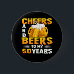 Cheers And Beers To My 50 Years 50th Birthday Gift 6 Cm Round Badge<br><div class="desc">Make your birthday celebration even more special with this cute and colourful designed . A perfect addition for your birthday gifts collection. A must wear apparel for a birthday celebrant.</div>
