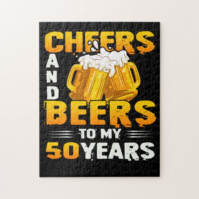 Cheers And Beers To My 50 Years 50th Birthday Gift Jigsaw Puzzle (Vertical)