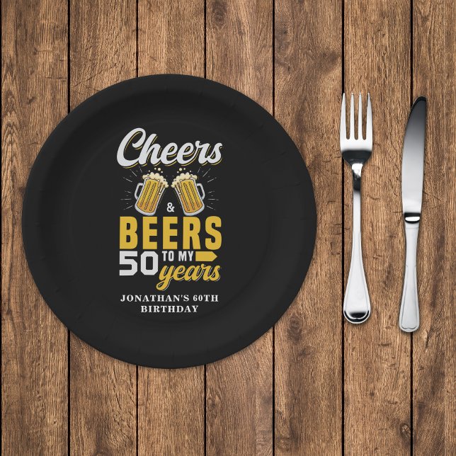 Cheers and Beers to my 50 Years, Any Birthday Paper Plate (Creator Uploaded)