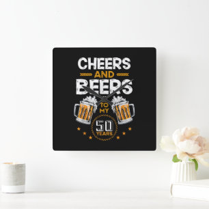 Cheers and Beers To My 50 Years Square Wall Clock
