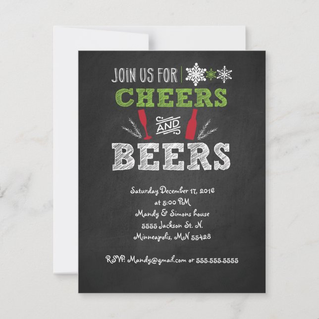 Cheers and Craft beer Holiday Party Invitation. Invitation (Front)