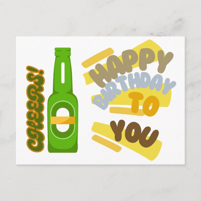 Cheers and Happy Birthday Postcard (Front)