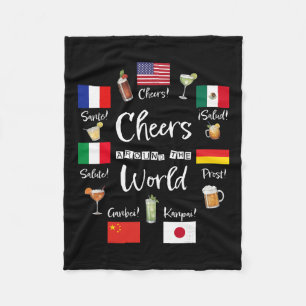 Cheers Around The World Vacation Drinking Funny Dr Fleece Blanket