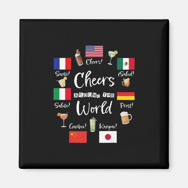 Cheers Around The World Vacation Drinking Funny Dr Magnet (Front)