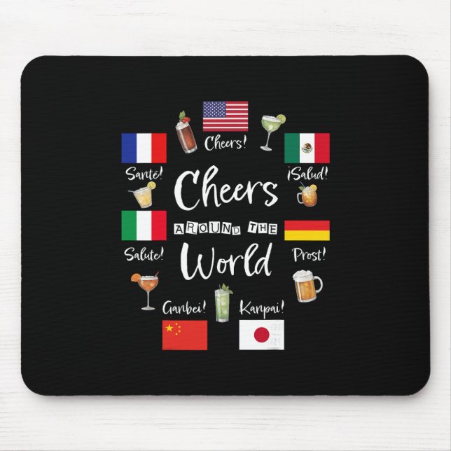 Cheers Around The World Vacation Drinking Funny Dr Mouse Mat (Front)