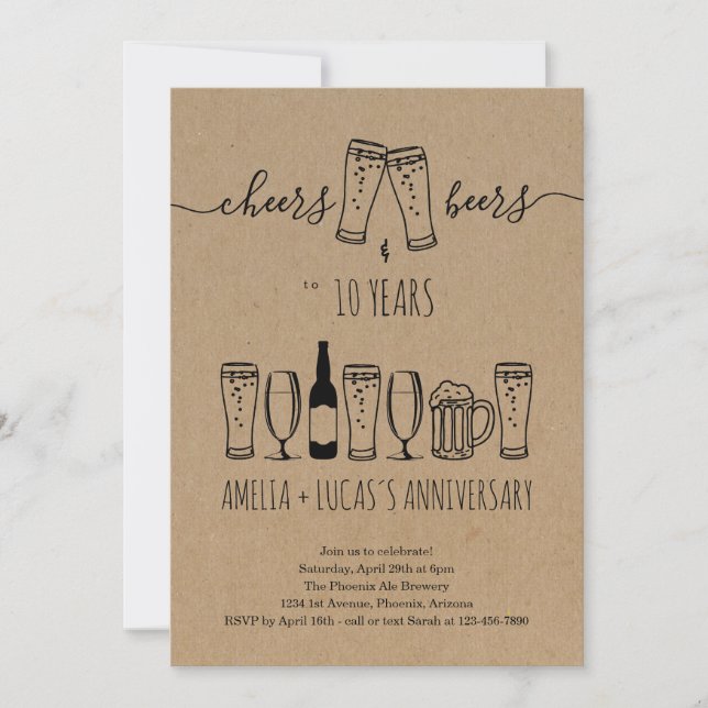 Cheers & Beer Anniversary Party Invitation (Front)
