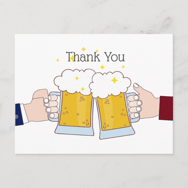 cheers, beer, beers  thank you card (Front)