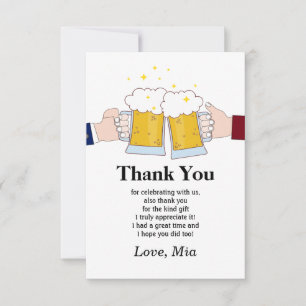 cheers, beer, beers thank you card