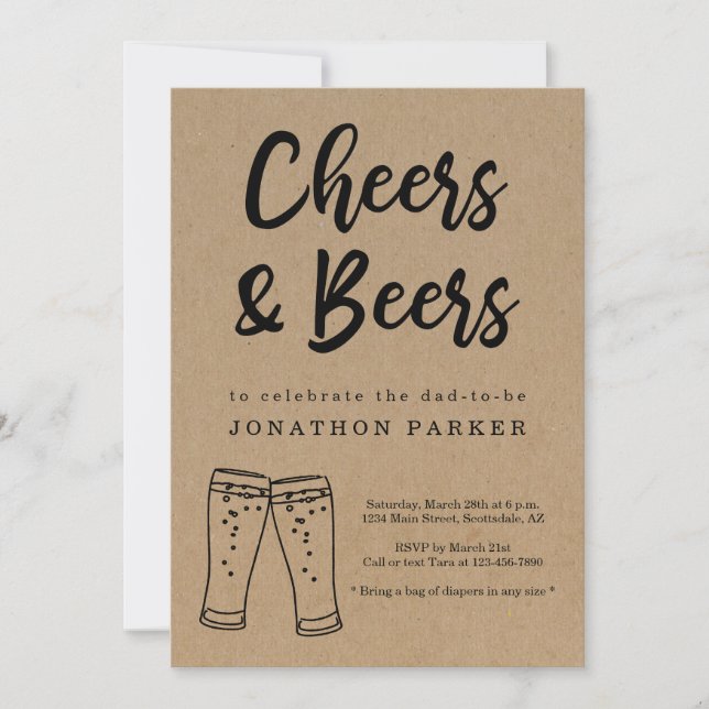Cheers & Beer Diaper Party - Daddy Guy Men Shower Invitation (Front)