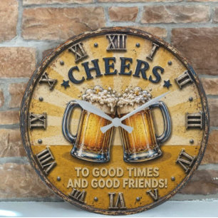 Cheers Beer Man Cave Bar Gift Large Clock