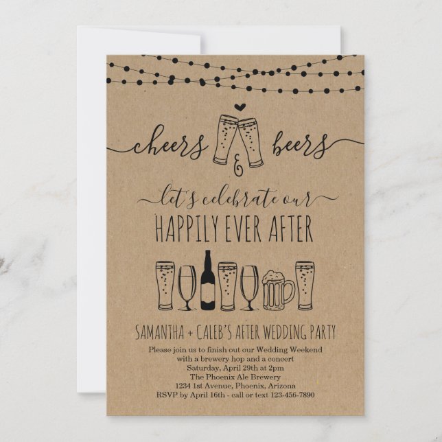 Cheers & Beer Wedding After Party Invitation (Front)