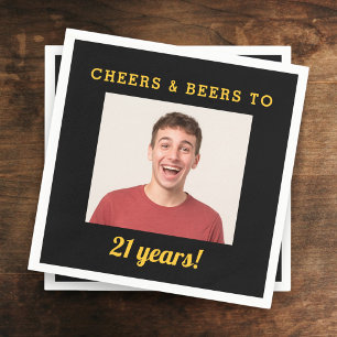 Cheers & Beers 21 Years Old Birthday Photo Napkin