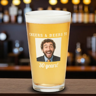 Cheers & Beers 30 Years Old Birthday Photo Glass